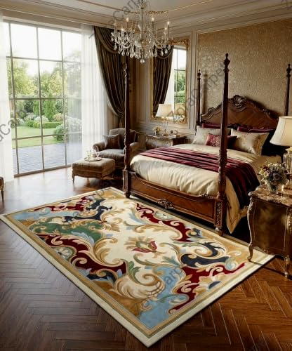 Image of Hand Tufted Modern Design Exported Collection High Low Pattern Wool Carpet for Living Room, Bedroom & Hall (Multi T, 4 x 6 Feet)