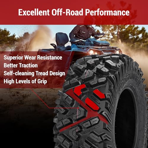 Image of Set of 2 FORERUNNER 25X10-12 ATV Tires, 6PR Tubeless UTV Tires, All-terrain Tires