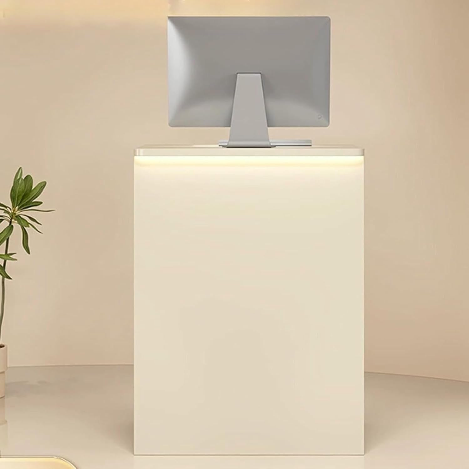 Reception Desk, Front Counter Desk with Lockable Drawers and LED Light, Simplicity Checkout Counter, Small Reception Room Table, Perfect for Office Reception Spaces(Black,60x40x90cm)