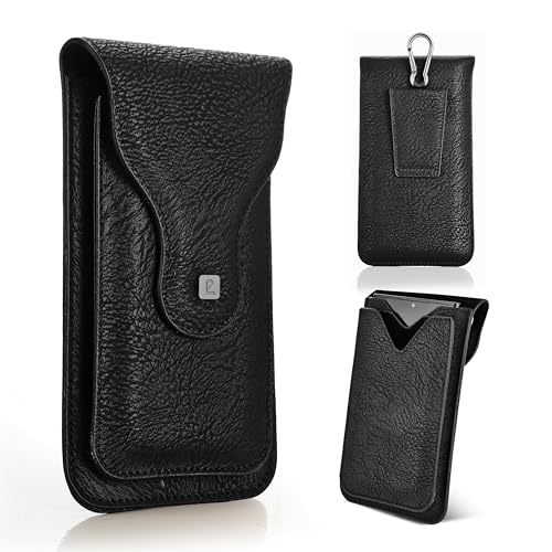 PULOKA -Multifunctional Phone Pouch - Vegan Leather - Portable Travel Holster Bag with Waist Belt - Carry Phones Upto 6", Cards, Cash - for Outdoor Sports, Hiking, Cycling, Travelling - Black - Image 2
