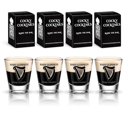 The Spice Specialist Baby Guinness Shot Glasses x 4 Pack by Cocky Cocktails (4 Pack Clear)