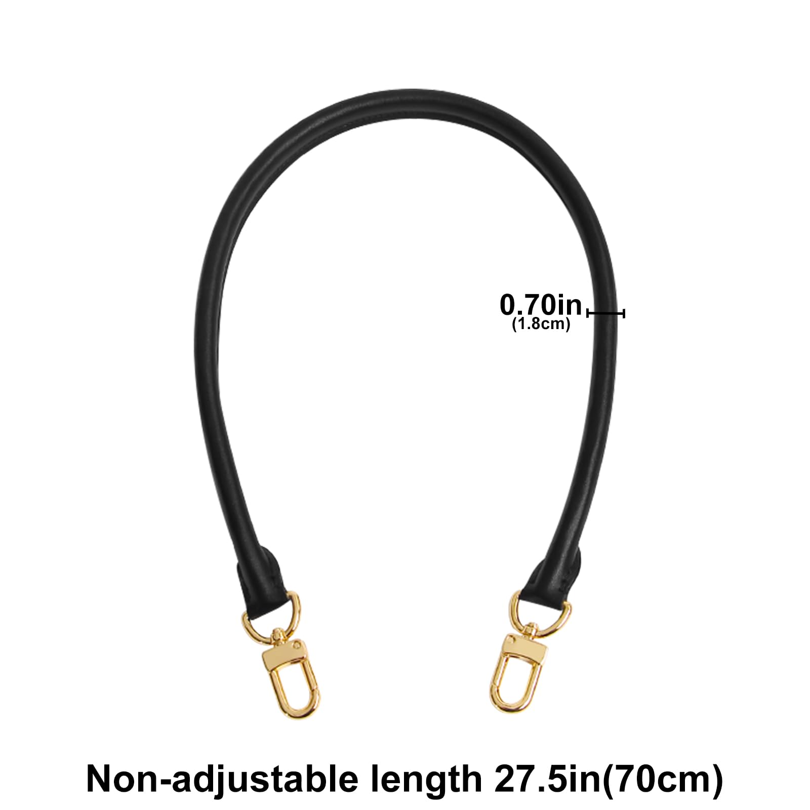jiesinlov 70 cm Tracolla di ricambio in pelle di vacchetta per borse Speedy 25 30(Nero-oro)
