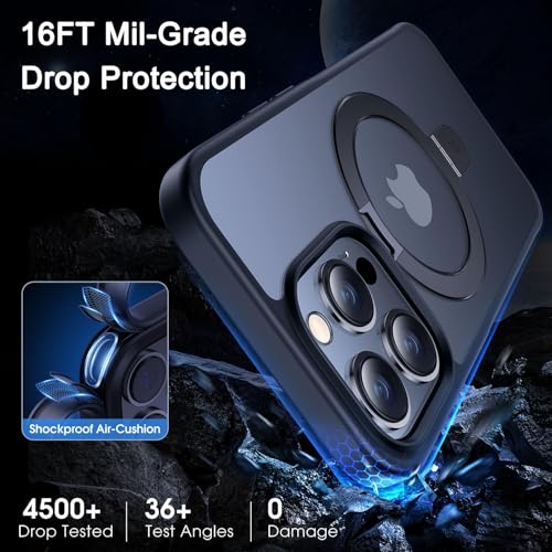 Image of CASEKOO for iPhone 14 Pro Case with Magnetic Invisible Stand, Slim, Black | [Military Drop Protection] [Compatible with MagSafe] Shockproof Slim Matte Translucent Case for iPhone 14 Pro, 6.1 Inch