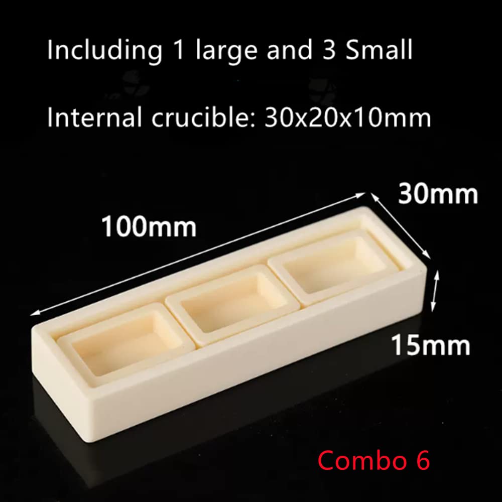 Juego de crisol de alúmina de alta temperatura - Crisol de corindón for uso en laboratorio - Material de alúmina al 99% - Venta combinada(Combo 6)