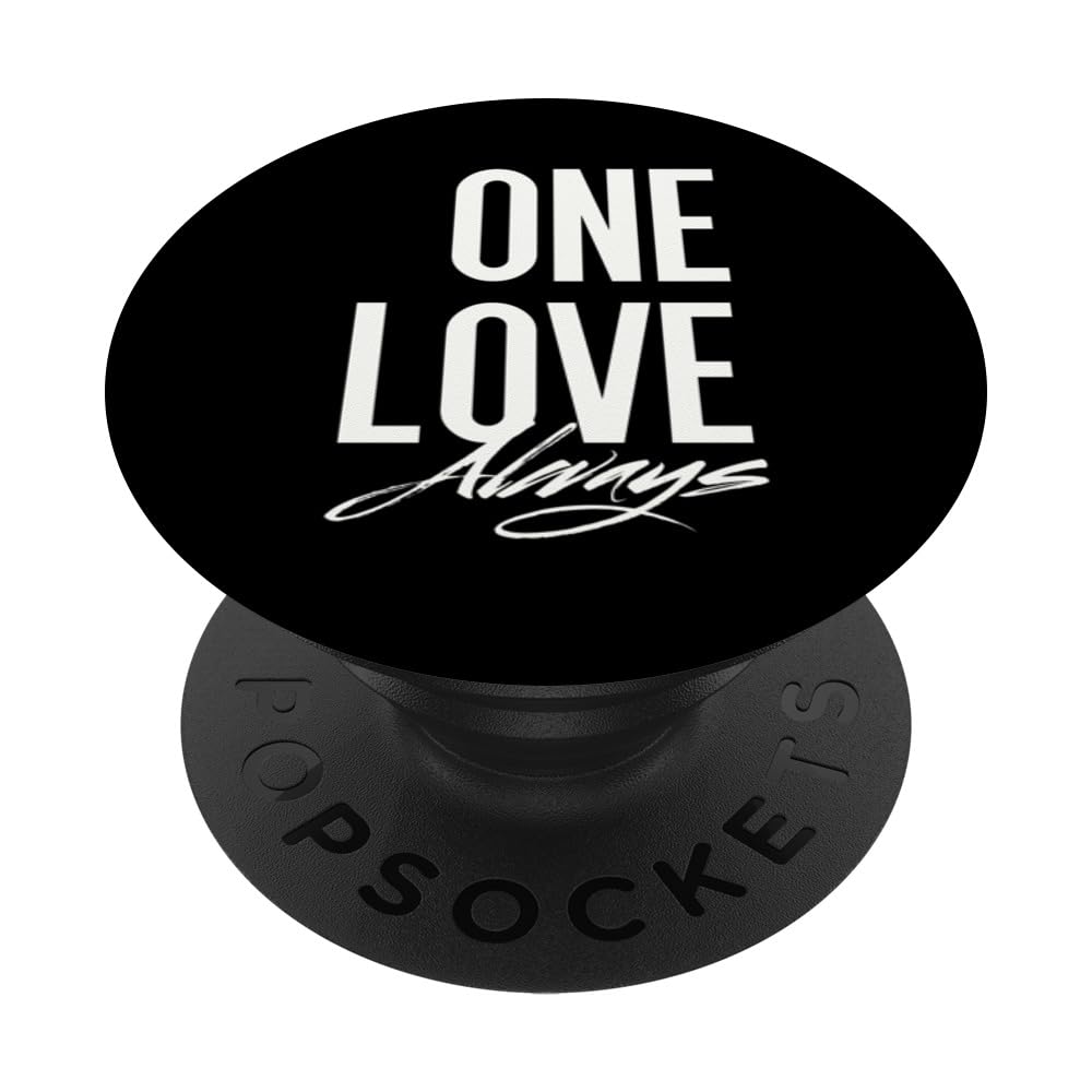 Cute 'Love wins all' Always - White Text Quote PopSockets Adhesive PopGrip, Black