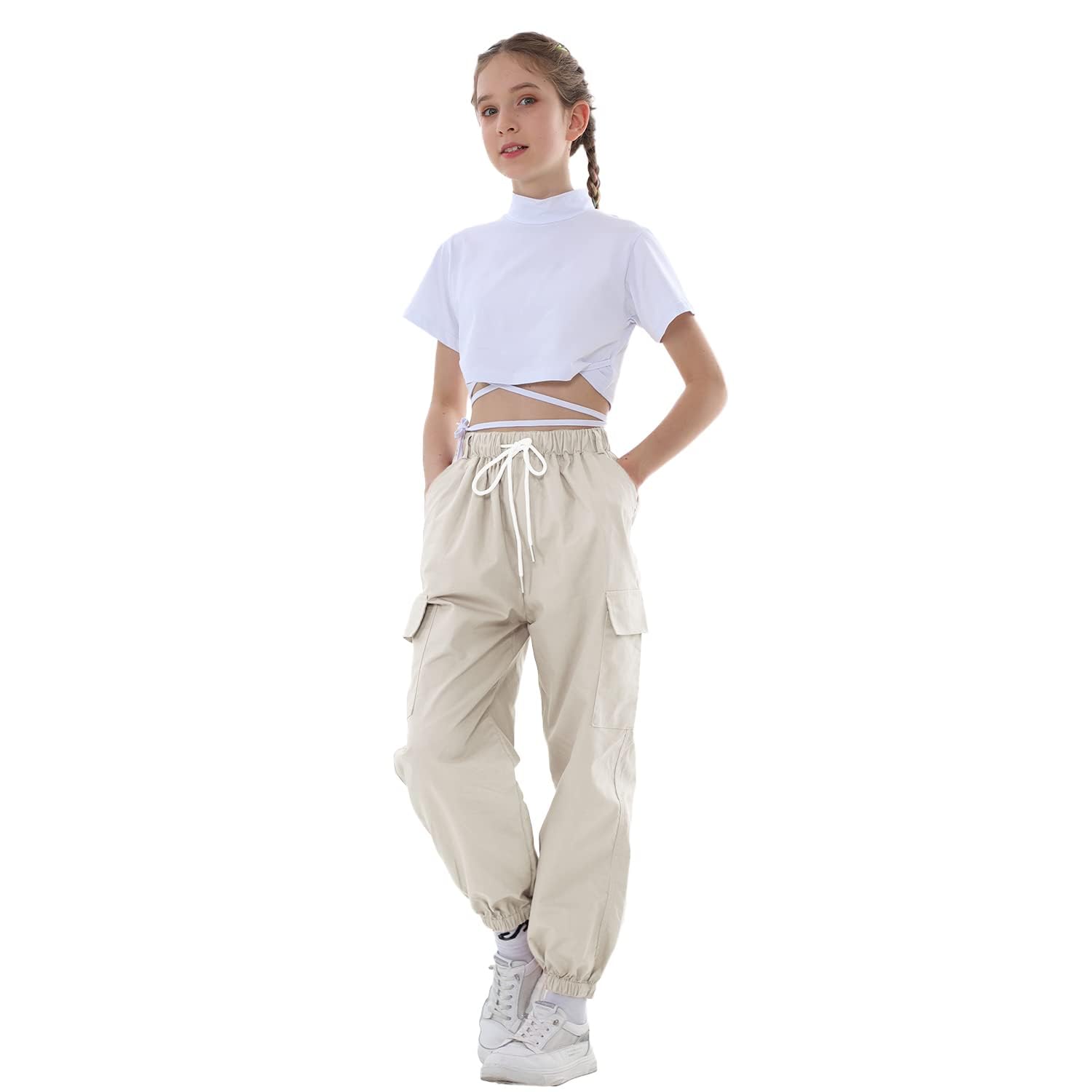 Rolanko Pantalones Cargo Elásticos para Niños Jogger Streetwear Danza