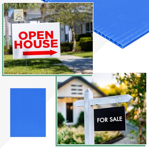 Image of M METERXITY 10-Pack Corrugated Plastic Sheets, 8 Inch x 12 Inch Waterproof Blank Corrugated Poster Board Yard Signs for Garage Sale /Office /Classroom /Party /Lawn Sign Road [3mm Thick, Blue]