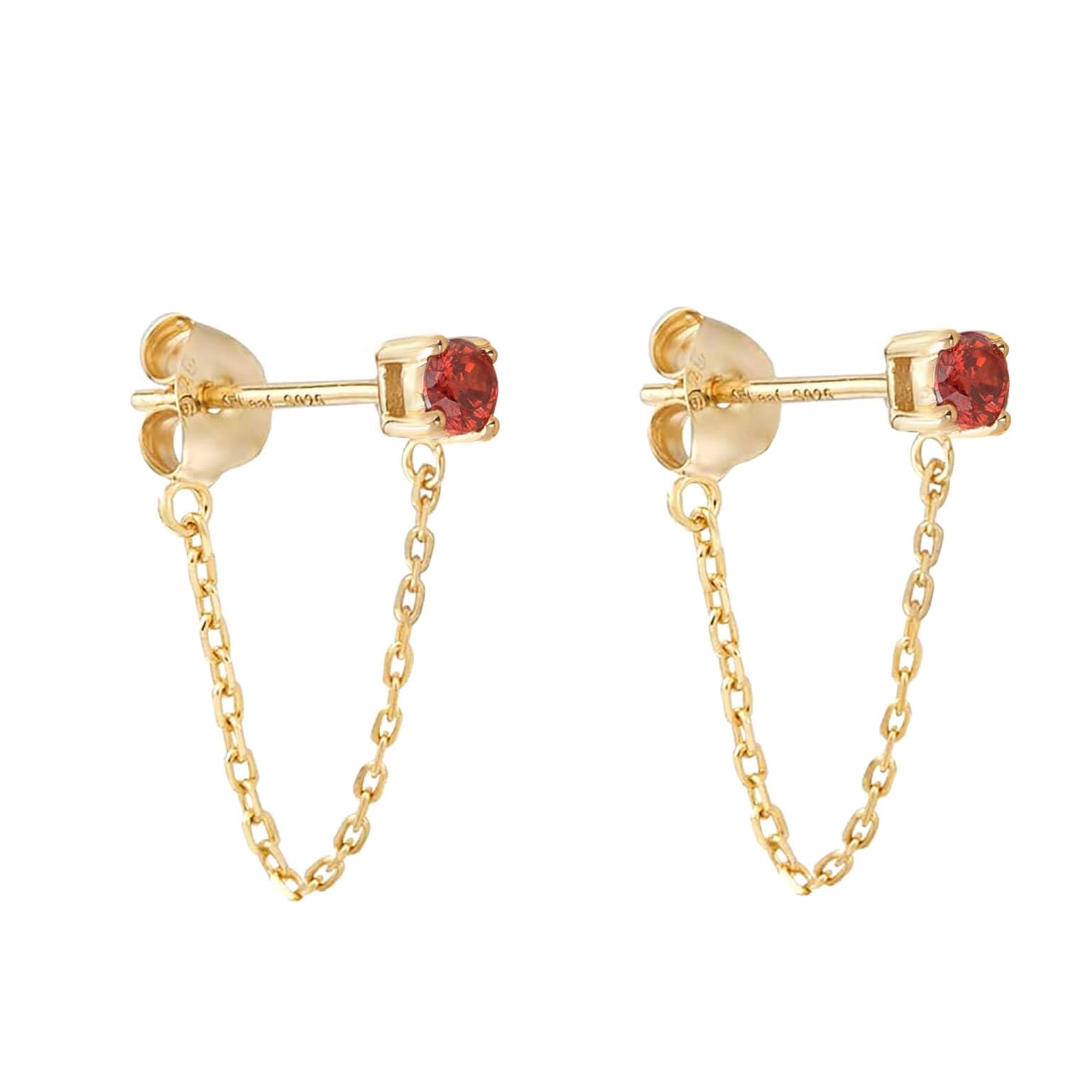 S Leaf 925 Sterling Silver 18Karat Gold Plated Chain Earrings for Women Hypoallergenic Cubic Zirconia Tassel Drop Dangle