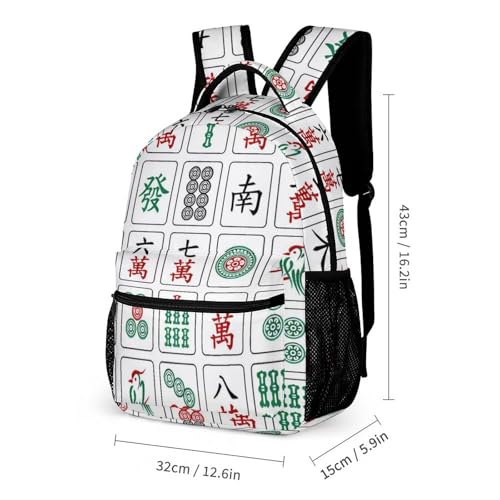 Mahjong Pattern Travel Backpack Casual Daypack Shoulder Bag with Adjustable Shoulder Straps2
