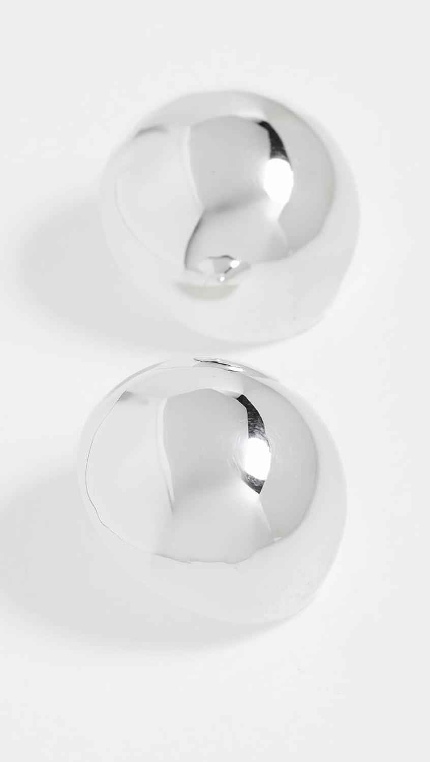 Annika Inez Women's Large Hemisphere Earrings, Silver, One Size - Image 4