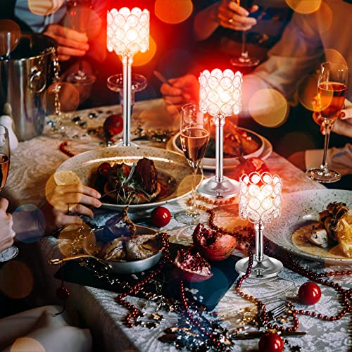 12 Pieces Crystal Candle Holders Set 3 Sizes Tall Crystal Wedding Candlestick Holders Pillar Candelabra Stand For Table Centerpieces For Christmas Party Wedding Dining Decoration (Silver) #TOP5