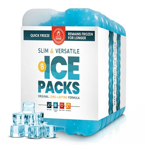 Image of Healthy Packers Ice Packs for Lunch Boxes & Coolers - Freezer Packs - Original Cool Pack | Cooler Accessories for Beach, Camping & Fishing | Slim & Long-Lasting Reusable Ice Pack for Cooler