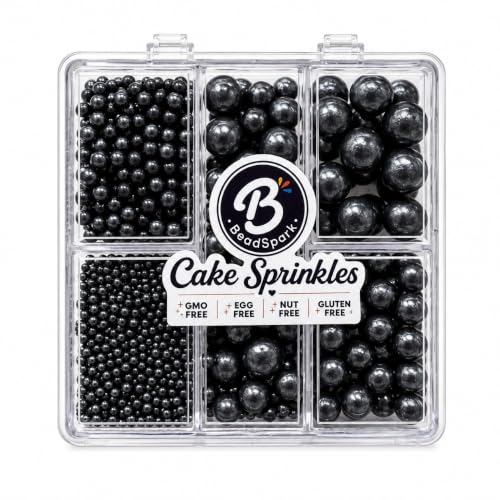 Black Cake Pearls Edible, 4.6oz, for Cupcakes, Cookies, Baking &amp; Decorating