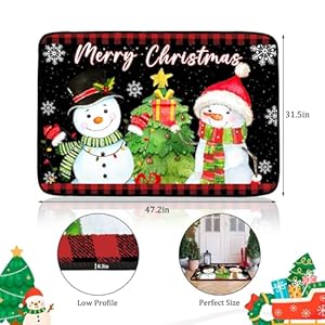 Svepndic 32"x47" Merry Christmas Decorative Doormat Indoor Mat Welcome Floor Mat Non Slip Blanket, Washable Entrance Door Mats,Low Profile Winter Snowman Christmas Tree Door Mat Svepndic 32×47 Merry Christmas Decorative Doormat Indoor Mat Welcome Floor Mat Non Slip Blanket Washable Entrance Door MatsLow Profile Winter Snowman Christmas Tree Door Mat