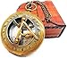 Nautical-Mart Sundial Compass, Antique Steampunk Brass Sundial Compass, Sundial Watch with Leather case Sundial