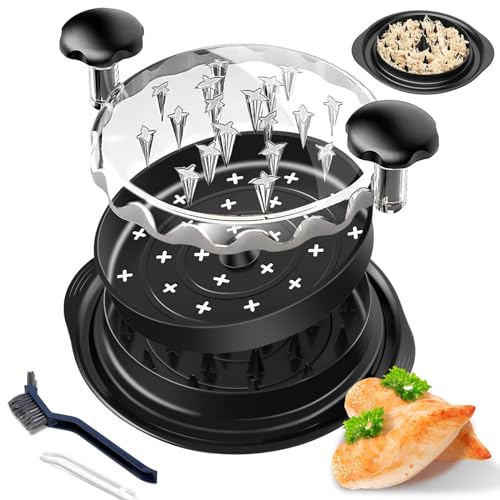 Chicken Shredder,Visible Chicken Shredder Tool Twist with Separate Plate,Large Meat Shredder Tool,Ergonomic Handle,Cleaning Brush,Dishwasher Safe,Heat Resistant,Anti-Slip,BPA Free