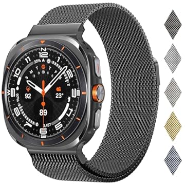 Joytra Pulseira de Aço Inoxidável Preta Milanesa Compatível com Samsung Galaxy Watch Ultra de 47 mm, Fecho Magnético, Malha de Metal, Unissex, 41 mm