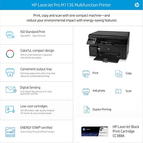 HP Laserjet Pro M1136 Multifunction Monochrome Laser Printer (Black) - Image 3