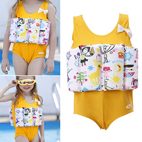 BESPORTBLE, 1 peça, flutuabilidade, estampa de desenho amarelo, roupa de natação para treinamento de