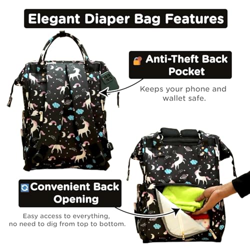 Image of Motherly Patented Diaper Bag Backpack for Moms | Waterproof Baby Travel & Maternity Bag | Spacious Nappy Bag with Insulated Bottle Pockets & Warranty (Elegant Series)