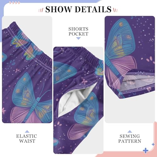 Spring Butterfly Print Boys Long Pants Soft Trousers Elastic Waist Kids Lounge Bottoms with Pockets S-XL4