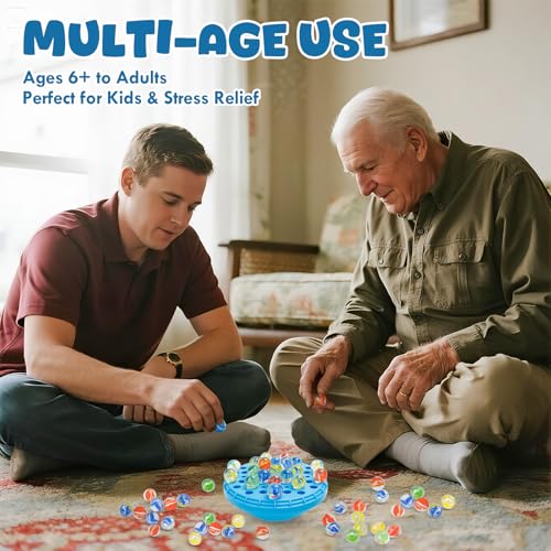 Image of Marble Balance Game, Wobble Marble Stacking Game for Kids 6+, Family Games for Kids and Adults with Built-in Storage, Marbles Board Game for 1-4 Players, Fun Birthday Party Games Toys