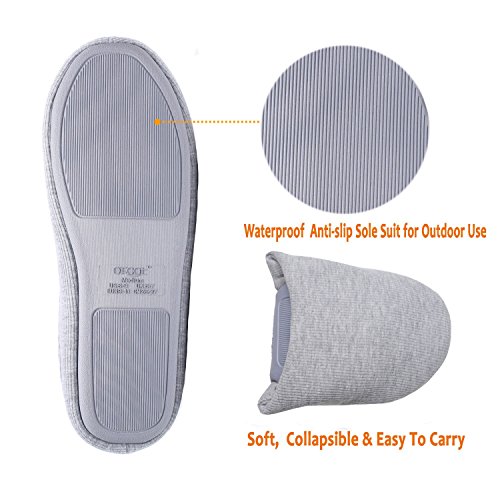 Image of ofoot Women's Non-Slip House Slippers - Lightweight Cotton Memory Foam Indoor Slip-On, Machine Washable & Foldable Travel Design for Home, Yoga, Narrow /Wide Fit Options