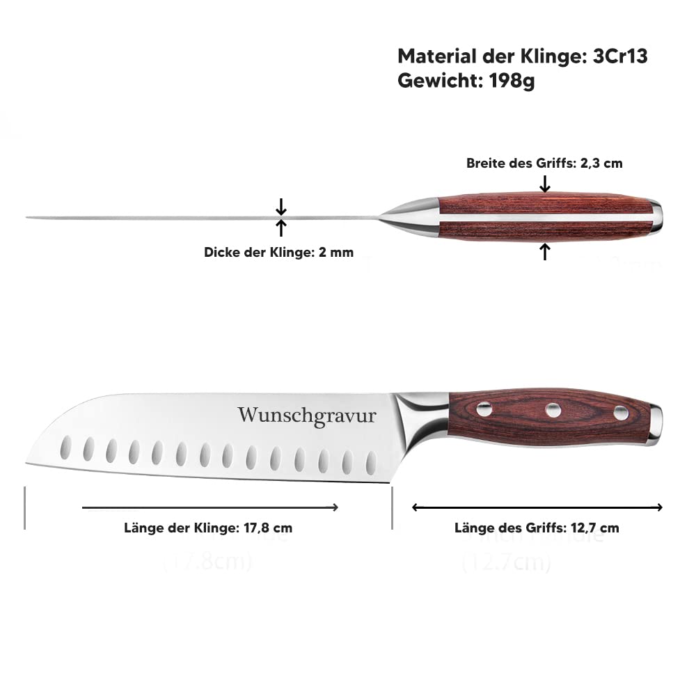 polar-effekt Kochmesser mit Gravur - Küchenmesser aus Japanstahl VS Kobe – Personalisiertes Fleischmesser mit Geschenketui – Geschenkidee zum Geburtstag
