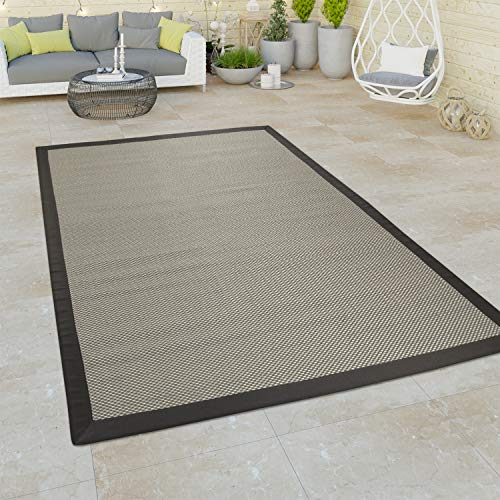 Paco Home Alfombra Interior Exterior Balcón Terraza, Diseño Sisal, Gris Verde Dif. Colores, tamaño:120x170 cm, Color:Gris