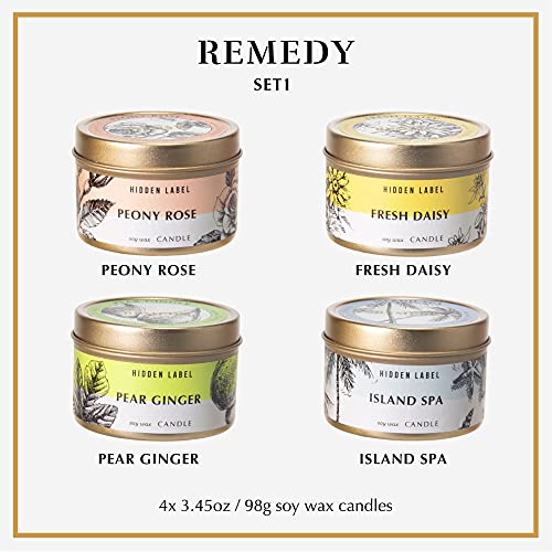 Hidden Label Scented Candles Gifts For Women, Remedy Collection Small Soy Candles 4Pack 3.45Oz Travel Tin, Gifts For Birthday Valentines Day Mothers Day Christmas(Set1) #TOP2