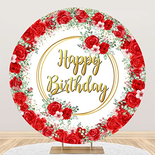Ttincceer Feliz cumpleaños telón de Fondo 100cm Rosas Rojas con Hojas fotografía Fondo señoras niñas Fiesta de cumpleaños decoración Banner Estudio Retrato fotografía Accesorios
