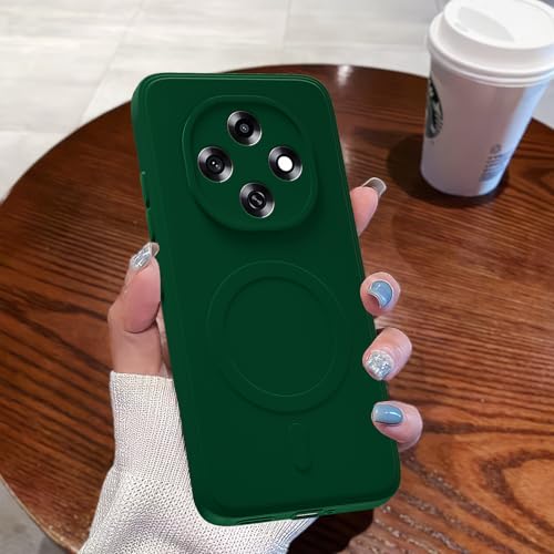Image of Pikkme Back Cover for Oppo F31 Pro 5G Soft Matte Silicone Mag-Safe Design (Mag-Safe Not Support) Camera Protection | Slim Fit Bumper Cover (Green)