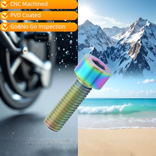 Image of M8x25 Titanium Bolts, Colorful, 6PC | Lightweight Hex Socket Screws, MTB /Road Bike /Motorcycle, Corrosion Resistant, Marine Grade Fasteners