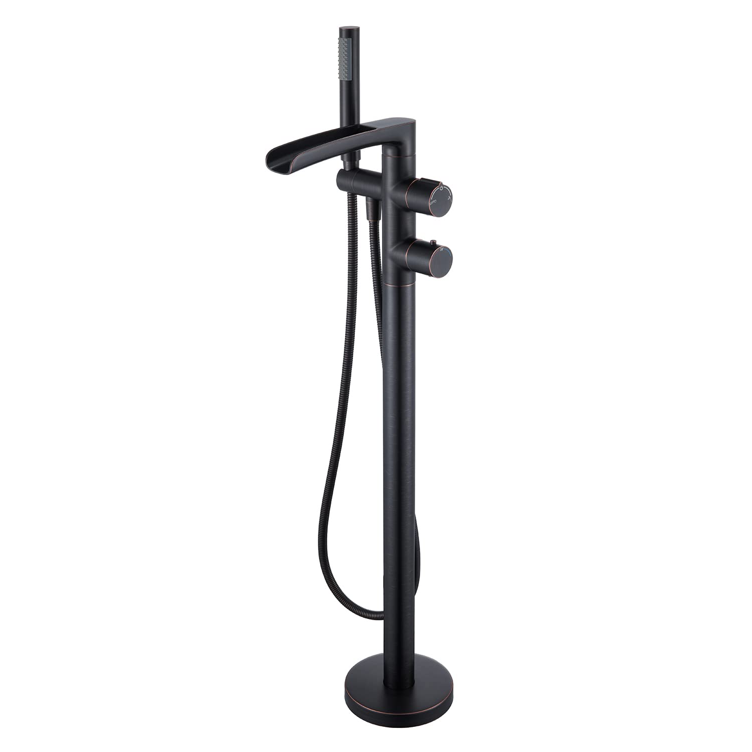 ArtiquaThermostatic Freestanding Bathtub Faucet Waterfall Tub Filler Oil Rubbed Bronze Floor Mount with Rough in Valve Brass Bathroom Faucets with Hand Shower