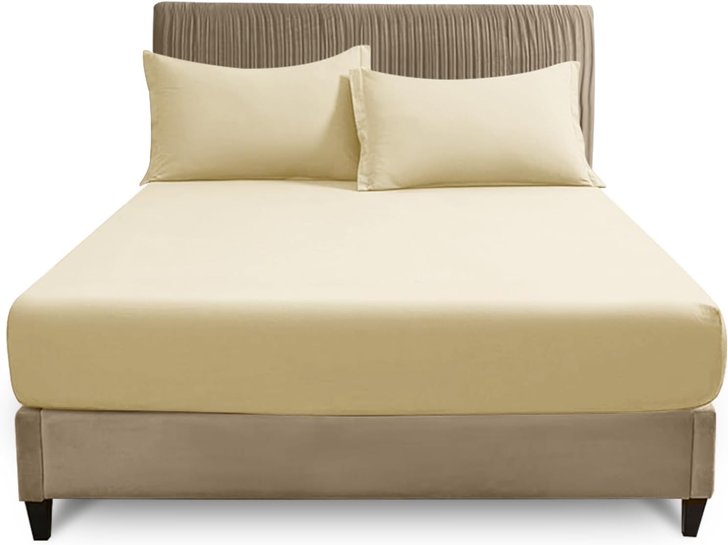 Gc Gaveno Cavailia Cream Easy Care Polycotton Fitted, Plain Dyed Bed Sheets Or Housewife Pillowcases 2 Pack, Polyester-Cotton, King