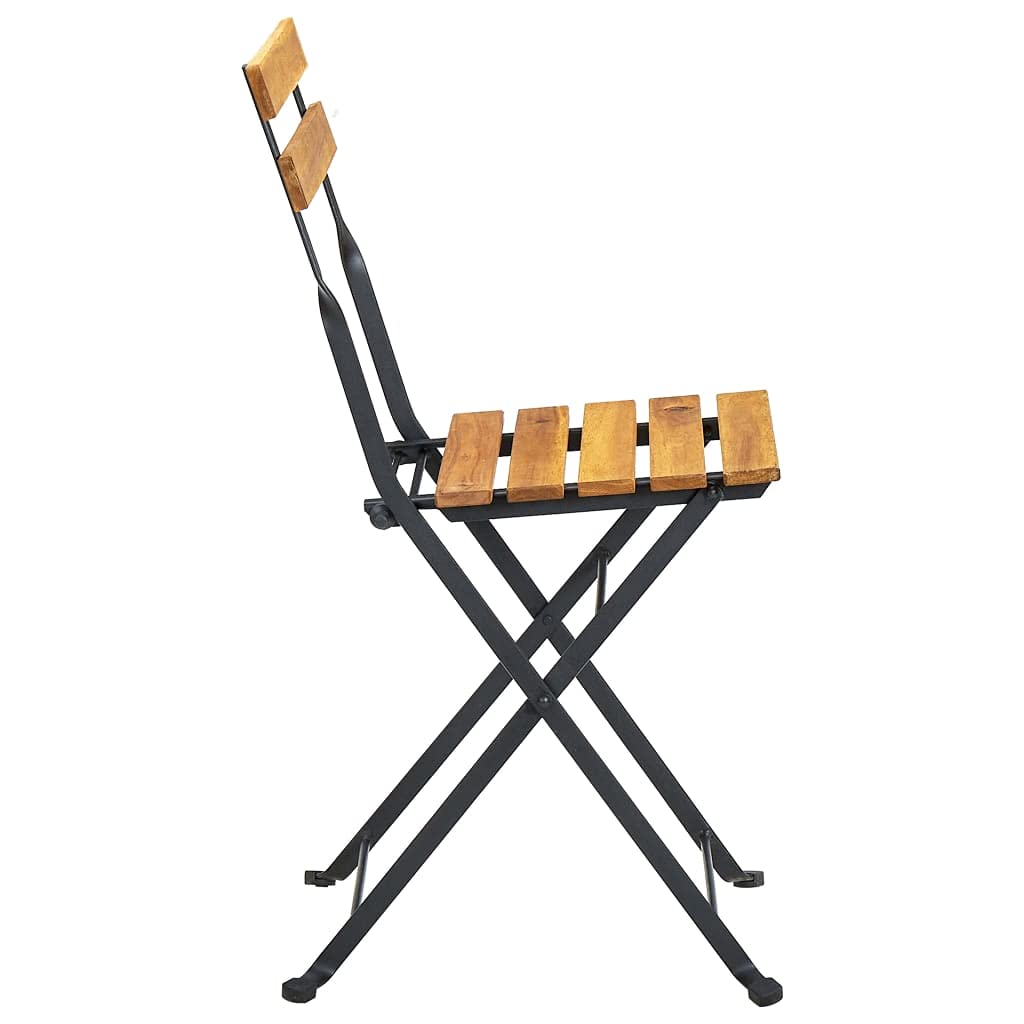 vidaXL 2X Bois d'Acacia Solide Chaises Pliables de Jardin Sièges de Salle à Manger d'Extérieur Chaises de Patio Balcon Terrasse Acier