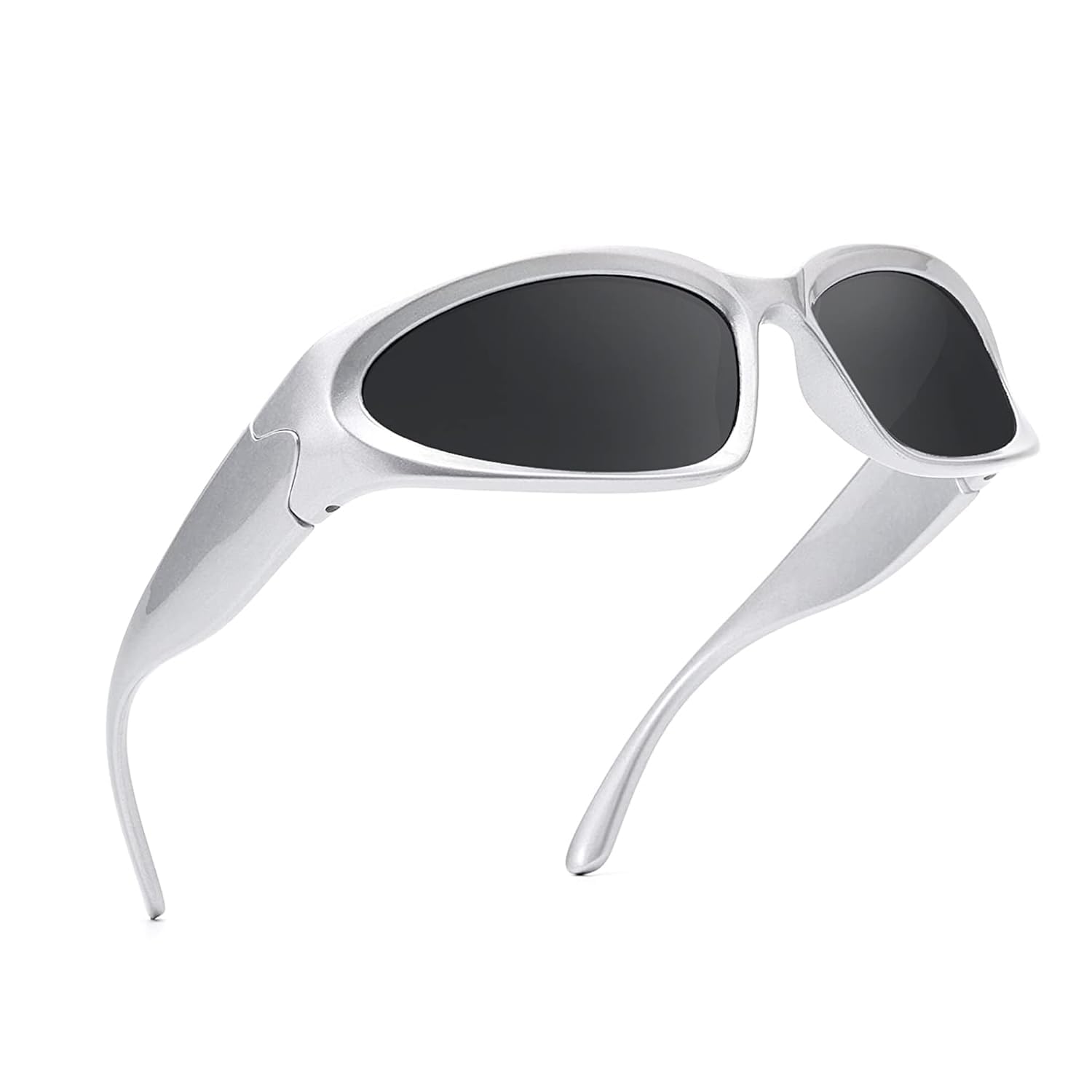 HUVORA Wrap Around Oval Sunglasses for Men Women y2k Trendy Futuristic Fashion Sports Mirrored Shades with UV400 Protection for Driving Riding Biking Party Anti Glare Stylish Goggles