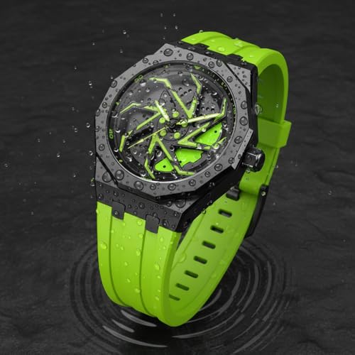 Image of IIK COLLECTION Men's Car Wheel Watch with Spinning Car Rim Hub Design with Silicon Strap|| Analog | Quartz Movement|| Water Resistant, Scratch Resistant
