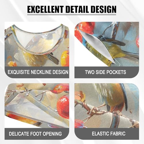 senya Short Sleeve Pajamas Sets Summer Cotton Sleepwear Leaves Bird Red Fruit4