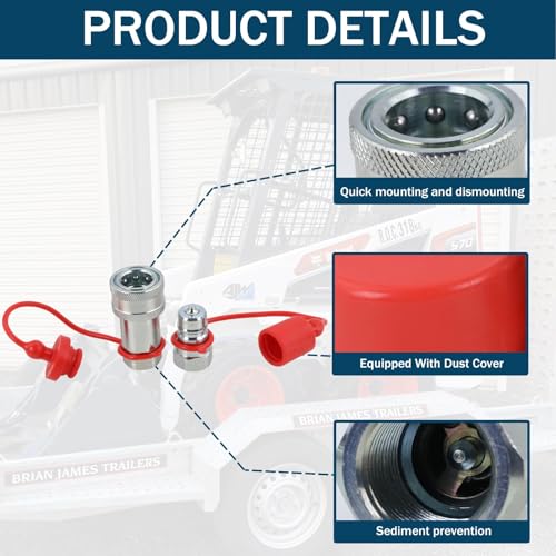 Image of 3 /8 inch NPT Ag Hydraulic Quick Connect Coupler, ISO 5675 Poppet Pioneer Style Tractor Couplers with Dust Caps, Interchangeable with Parker 4000 Series | Safeway S20 Series