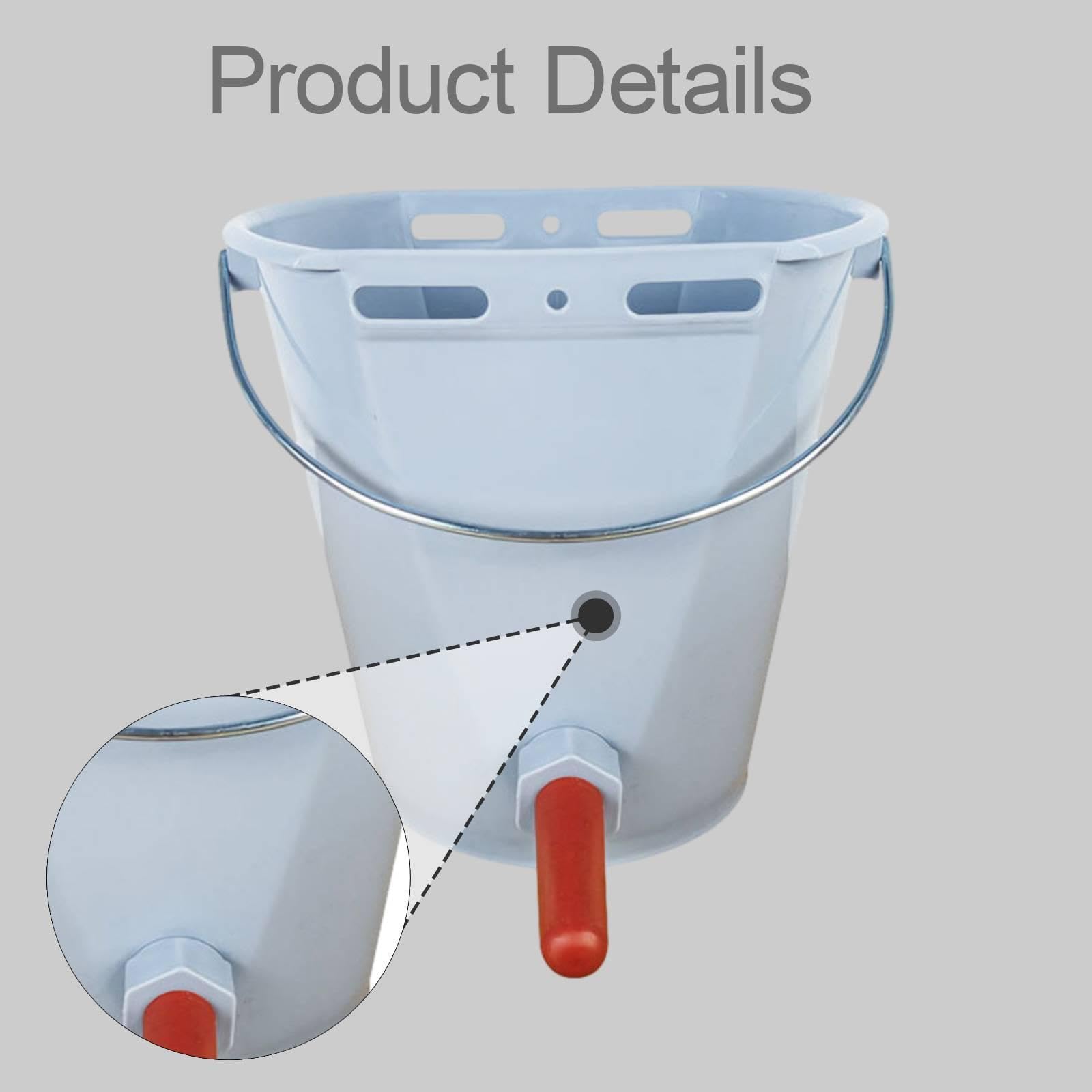 Secchio per Vitelli Contenitore 8L Capezzolo Alimentazione Graduato Manico Robusto Pp Resistente Adatto per Vitelli Neonati Stalle Dimensioni, Grigio con 1 Capezzolo