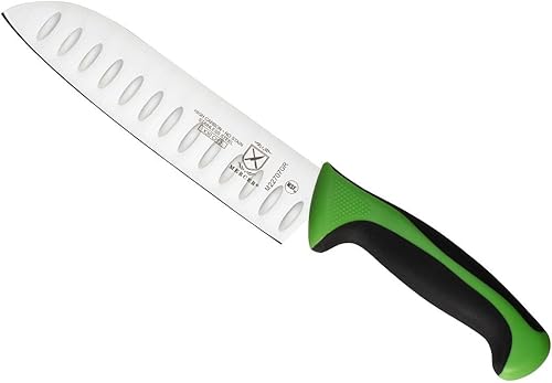 Mercer Culinary Millennia Colors - Cuchillo Santoku Granton Edge de 7 pulgadas, color verde