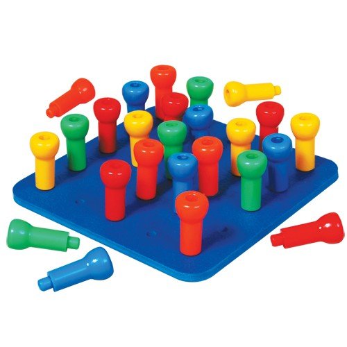 Constructive Playthings Set of 25 Hold-Tight Stacking Pegs and One 8 sq. Rubber Like Pegboard Constructive Playthings Set of 25 Hold-Tight Stacking Pegs and One 8" sq. Rubber Like Pegboard