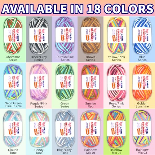 Image of 3 Pack Rainbow Beginner Crochet Yarn for Crocheting and Knitting Multicolor Cotton Crochet Yarn for Beginners with Easy-to-See Stitches Cotton-Nylon Blend Easy Yarn for Beginners(Blue Purple)