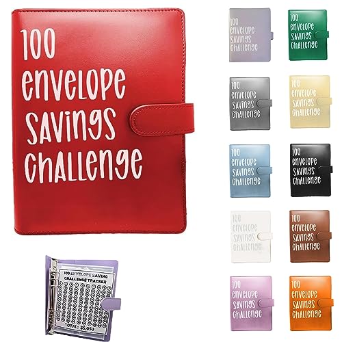 100 Envelope Challenge Binder - Envelope Savings Challenge -Envelope Challenge Binder,Easy And Fun Way To Save $5,050,Budget Binder Planner Book For Budgeting,Savings Challenges Binder