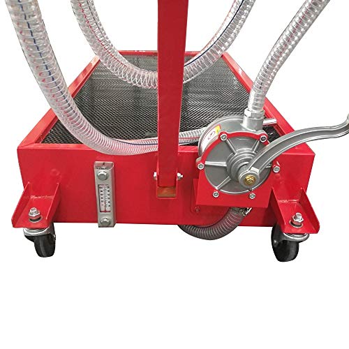 Portable 20 Gallon Oil Drain Pan Low Profile Dolly w/Pump 8’ Hose Car Truck