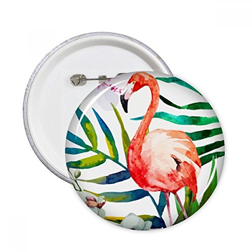 Badge bouton rond plantes tropicales fleurs flamingo pins vêtement multicolore