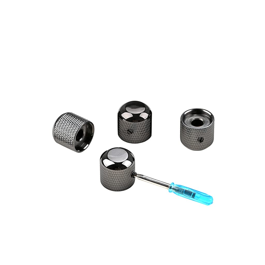 4PCS Guitar Dome Knobs Volume Control Knobs,with Wrench Screws Set for Electric Guitar or Bass,Black