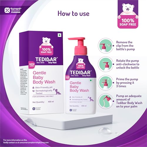 Image of Tedibar Rich Moisturising Baby Body Wash 400ml with Skin Friendly PH | 100% Soap & Alkali Free | Prevents Dryness & Rahses | Dermatologically Test (Pack of 4)