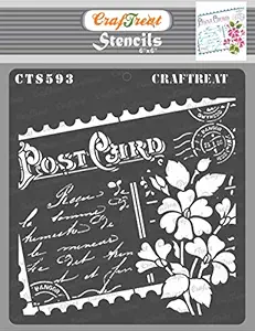 Postal Letter Stencils for Painting on Canvas - Carte Postale - Size: 6X6 Inches - Postal Stencil for Art and Craft for Adults - Reusable Stencils for Background